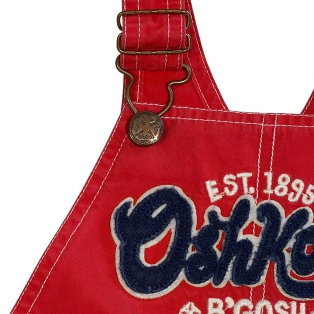 OshKosh Bgosh Kids Red Cotton Canvas Vestbak Shortalls‎ Overalls 18 Months Y2K